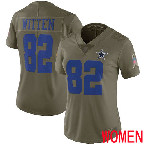 Women Dallas Cowboys Limited Olive Jason Witten #82 2017 Salute to Service NFL Jersey->women nfl jersey->Women Jersey